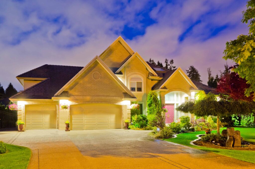 Lighted residential florida home after electric installation