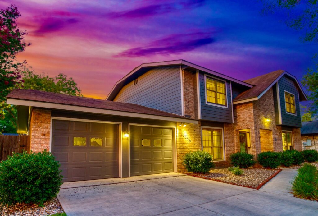 Lighted Outside Residential Home